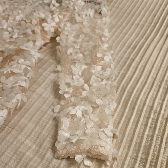 BCBGMaxAzria Ivory Lace Long Sleeve Dress 3D Flowers - Picture 11 of 16